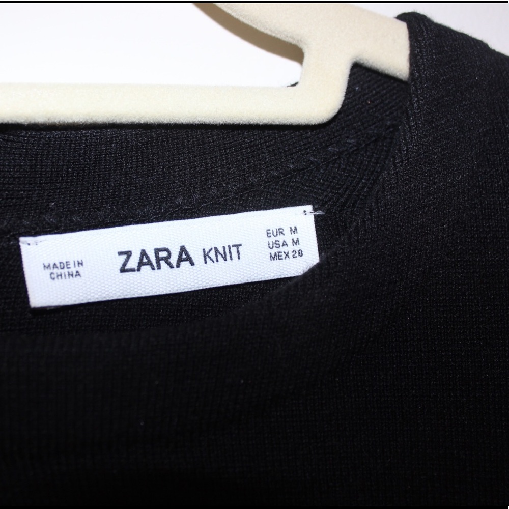 Zara Knit Long Sleeve Black Dress - Size 2